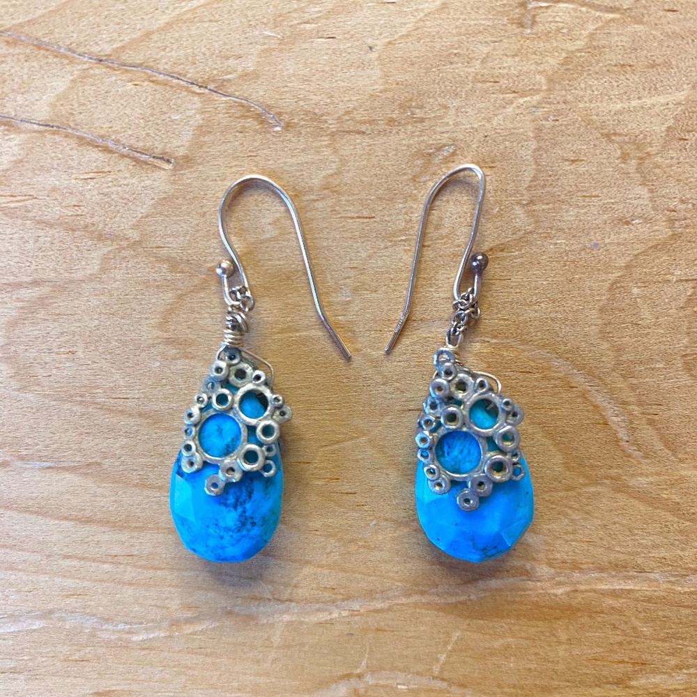 Alexis Bittar Gold & Turquoise Dangly Earrings